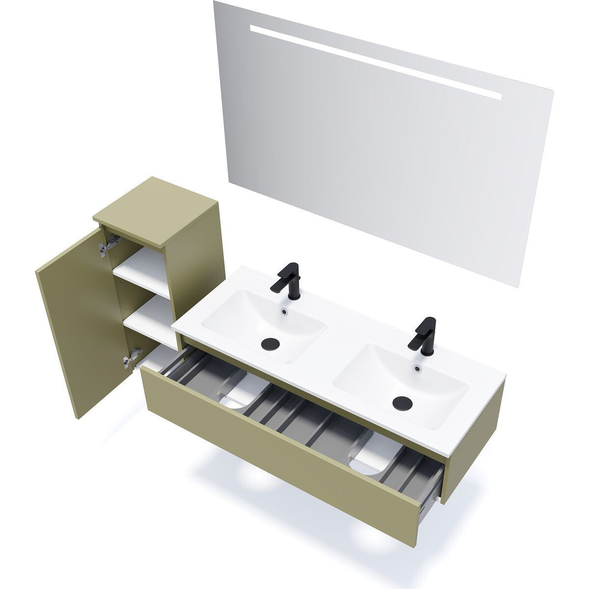 Ensemble double vasque 1 tiroir + miroir - HUDSON