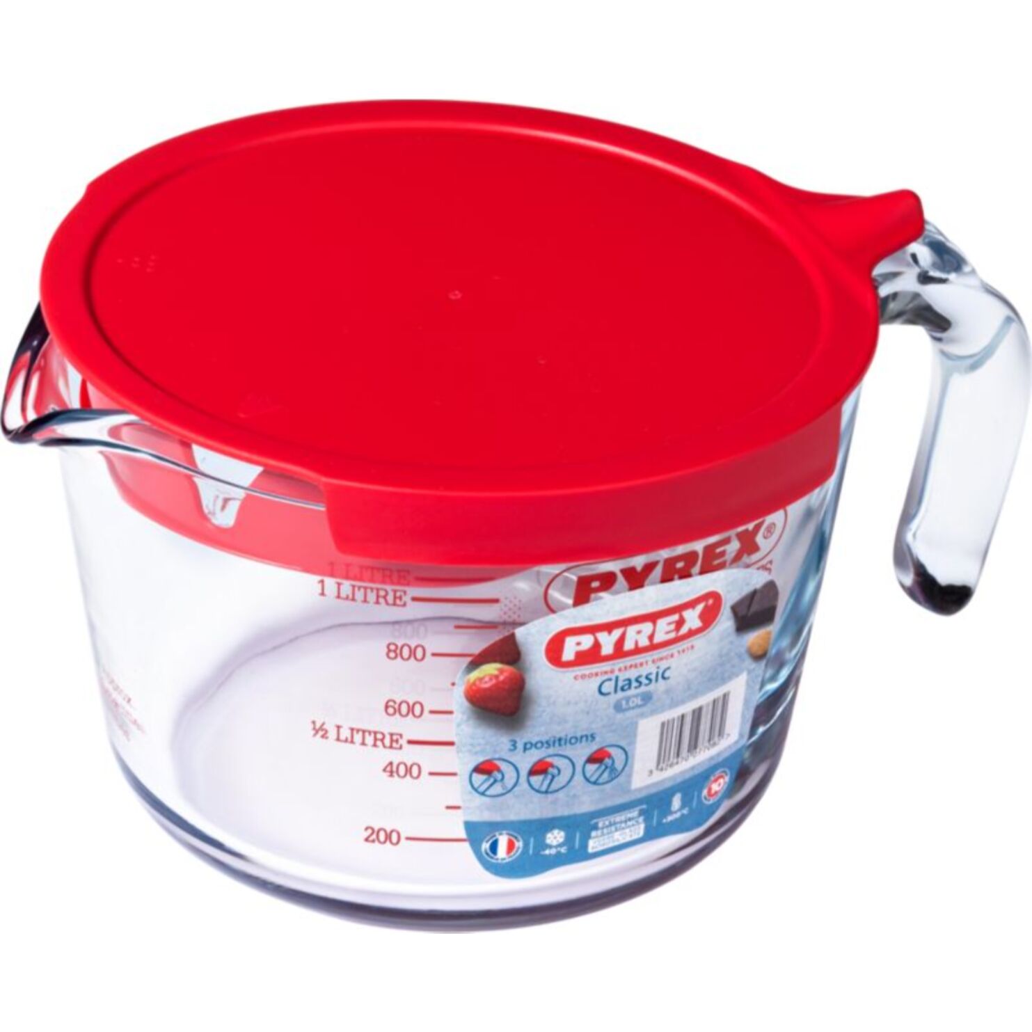 Verre doseur PYREX 1L + couvercle Classique