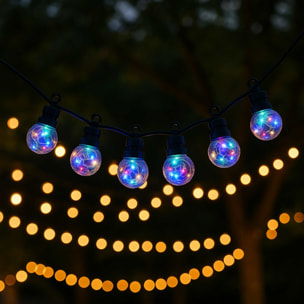 Guirnalda de luces multicolor con bombillas g50 y temporizador - decoración led para exterior e interior, 10 bombillas, cable 5 metros