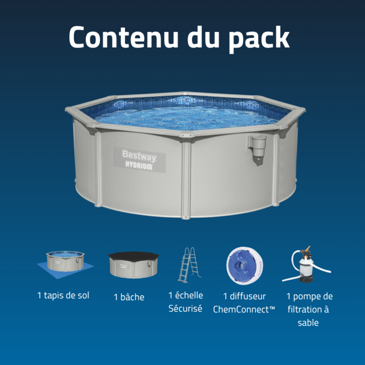 Bestway Piscine acier ronde Bestway Hydrium 360 x 120 cm gris