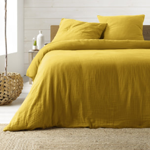 Parure de couette en gaz de coton - Jaune