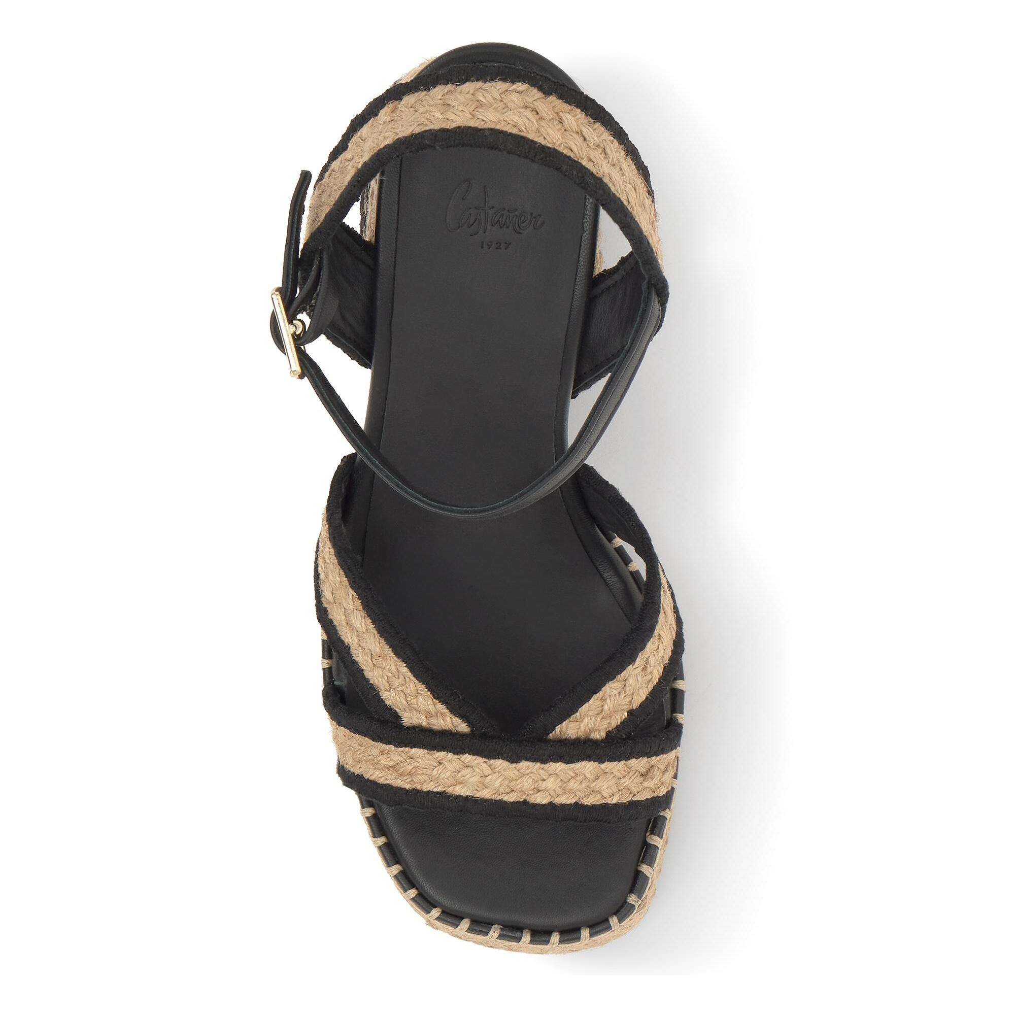 Sandalia Vanish tacón forrado en yute trenzado con hebilla y escote en V