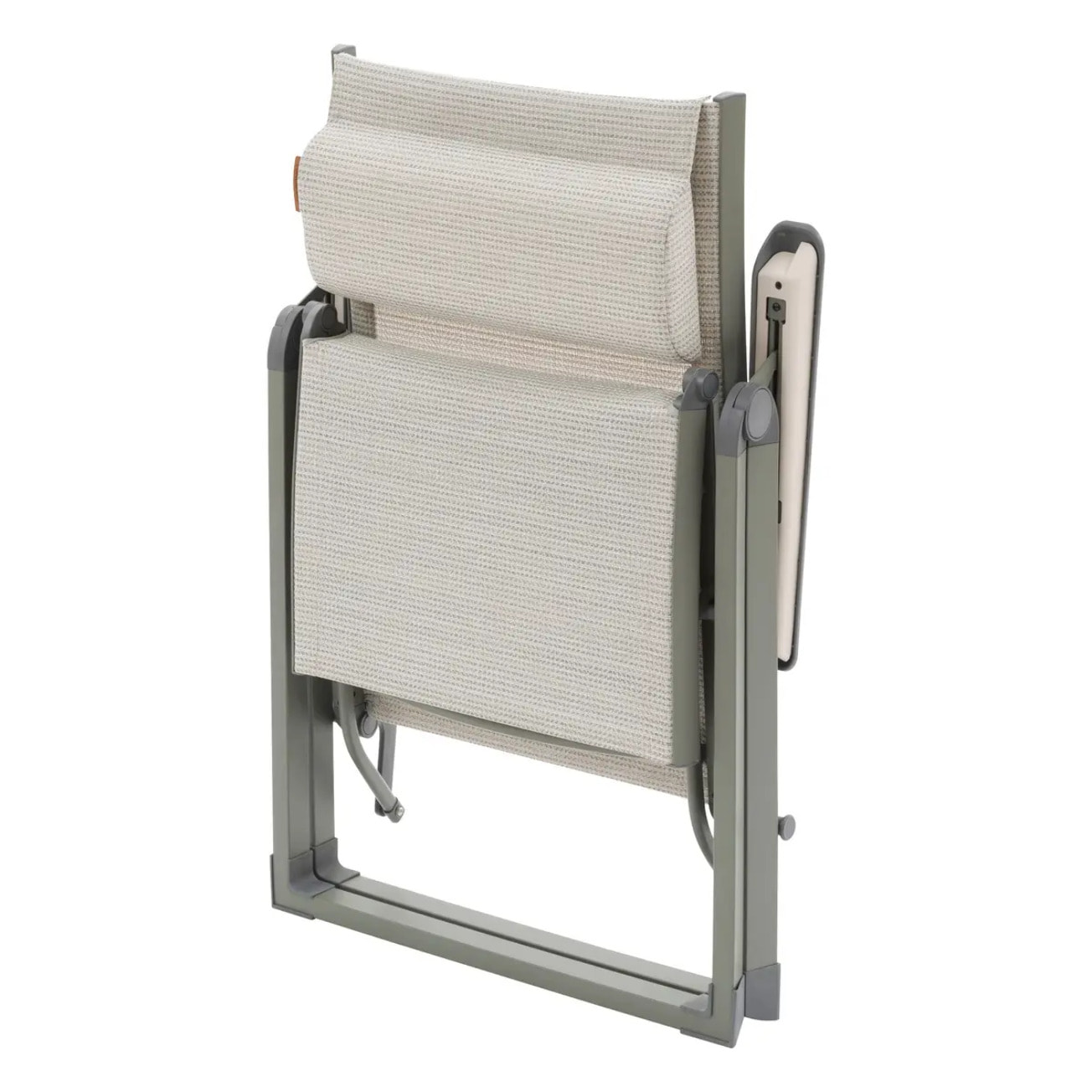 Fauteuil de jardin inclinable "Decima" vert olive & vert laurier 8 positions en aluminium et texaline