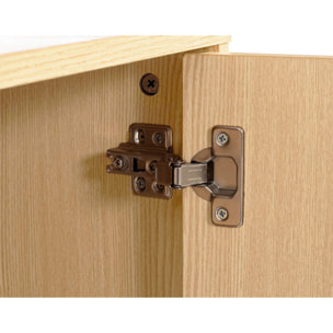 Nagato - meuble tv - cannage et effet bois - 2 portes et 2 niches -180 cm - Bois / Noir