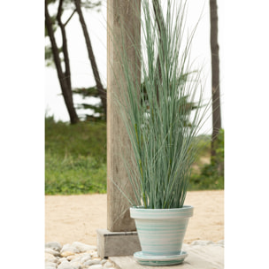 J-Line Cache-pot - céramique - vert menthe/blanc - large