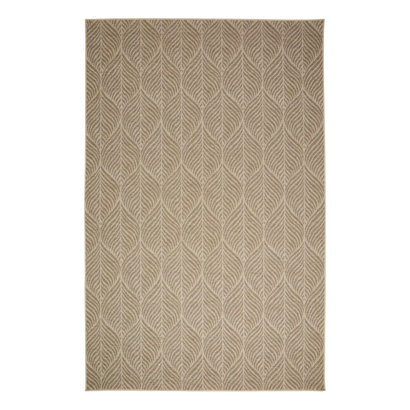 Tapis d'extérieur Curtis 300x200cm motif feuille beige