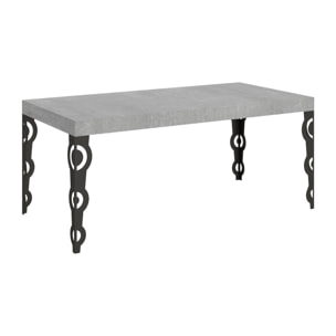 Table extensible 90x180/440 cm Karamay Gris Béton cadre Anthracite