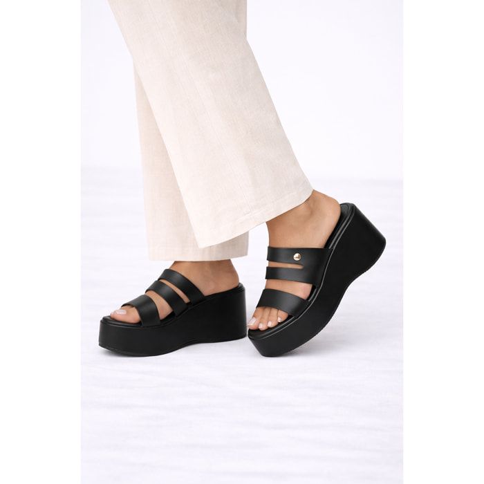 Ciabatta con zeppa - tacco 9,0 cm - plateaux 4,0 cm