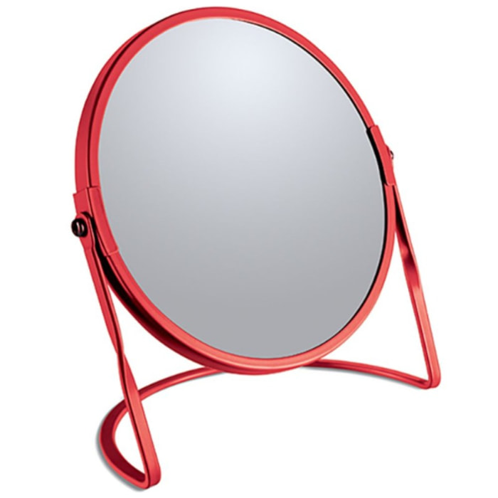 Miroir grossissant sur pied Acier AKIRA Rouge mat Spirella