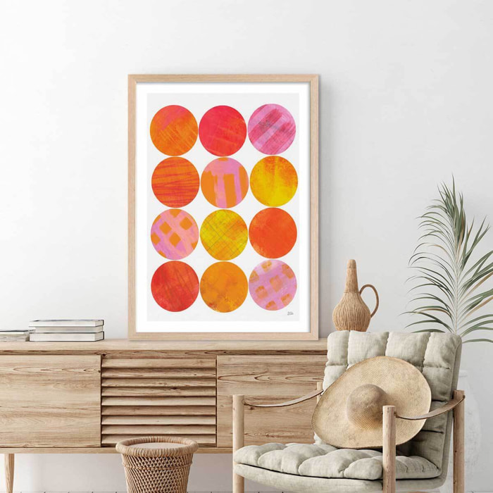 Poster sun shine circle Affiche sous cadre bois