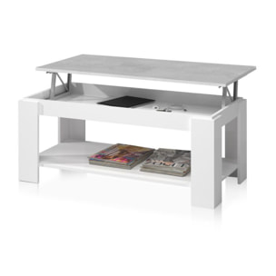 Mesa de centro elevable Ambit Blanco Artik (Blanco Mate) - Gris Cemento