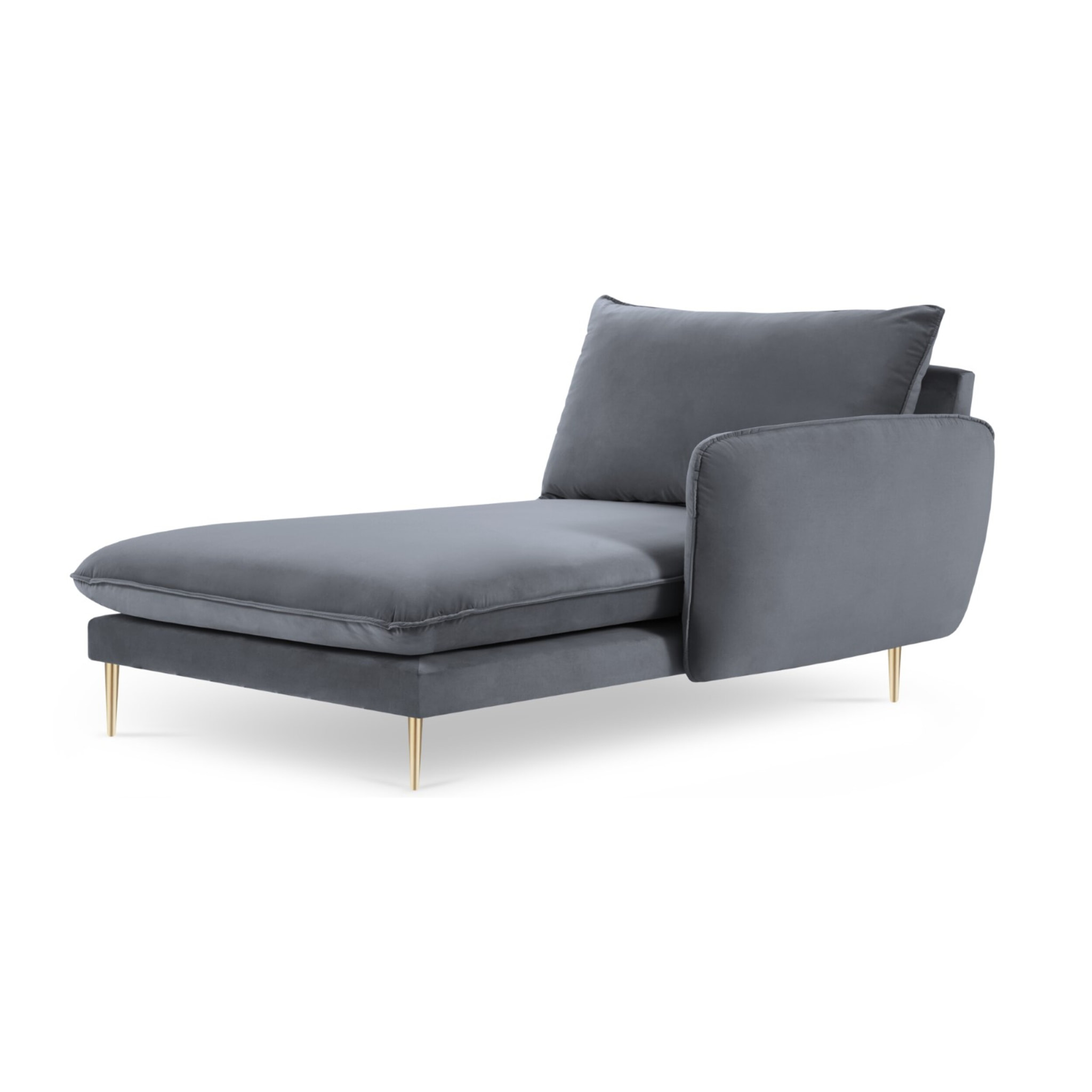 Méridienne droite "Vienna" en velours bleu gris