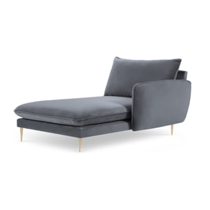 Méridienne droite "Vienna" en velours bleu gris