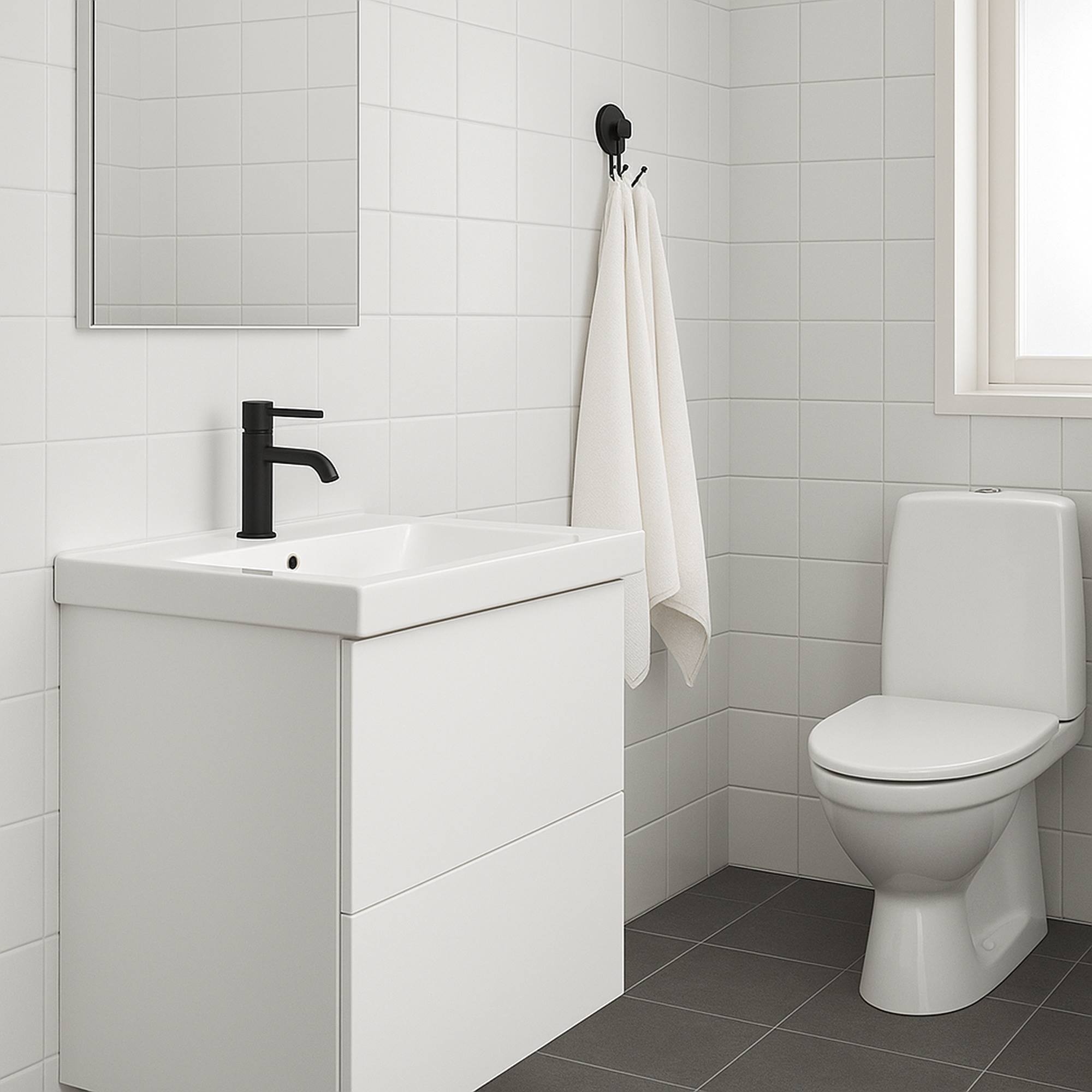 Well home gancho de hierro con abs y tapa de succión color negro