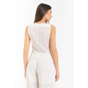 Kocca - Top in cotone a righe con scollo quadrato e bottoni Donna