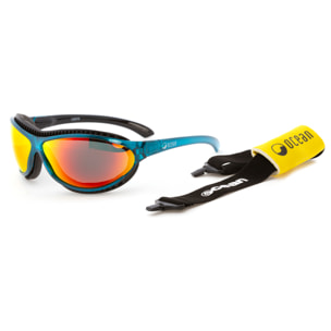 Gafas de deportes acuáticos OCEAN TIERRA DE FUEGO - Azul transparente / Revo roja