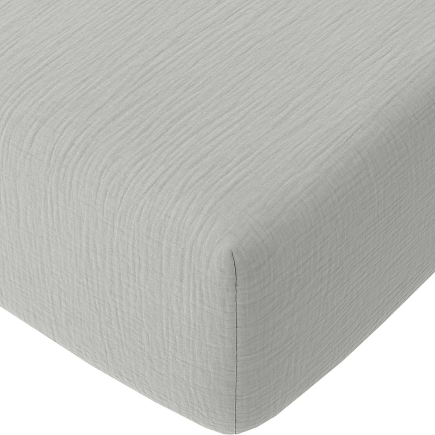 Drap housse - bonnet:30cm 100% gaze de coton gris glacier