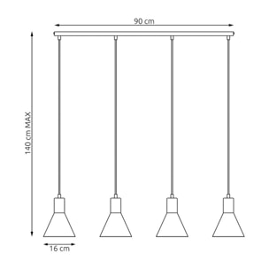Lampada a sospensione Rosa in acciaio nero opaco e oro