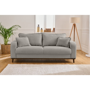 Albane - canapé 3 places - en velours côtelé - Gris clair