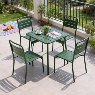 EVORA Table carrée 4 places 70x70cm vert