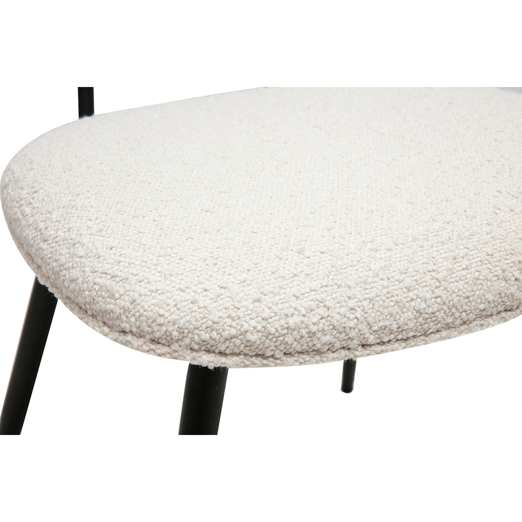 Chaises design en tissu effet laine bouclée blanc, métal noir et cannage rotin (lot de 2) SWANN