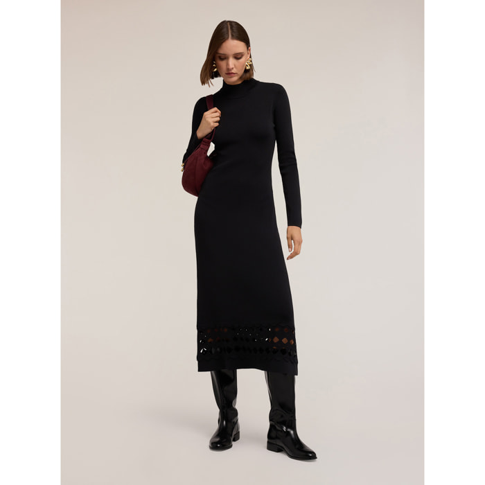 Motivi - Vestido de punto con abertura - Negro