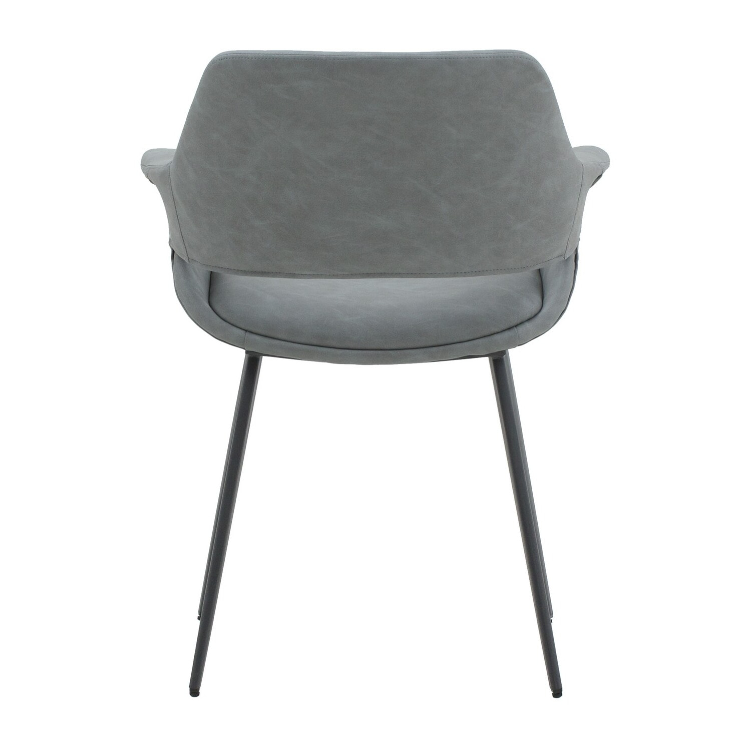 Set di 2 sedie EMBAJADORES in similpelle grigio e gambe in metallo nero, con braccioli