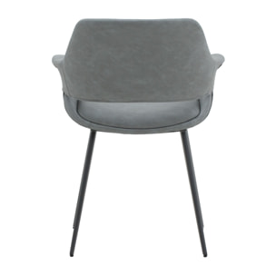 Set di 2 sedie EMBAJADORES in similpelle grigio e gambe in metallo nero, con braccioli
