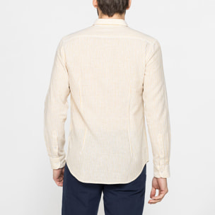 CAMICIA IN MISTO LINO E COTONE IN FANTASIA A RIGHE