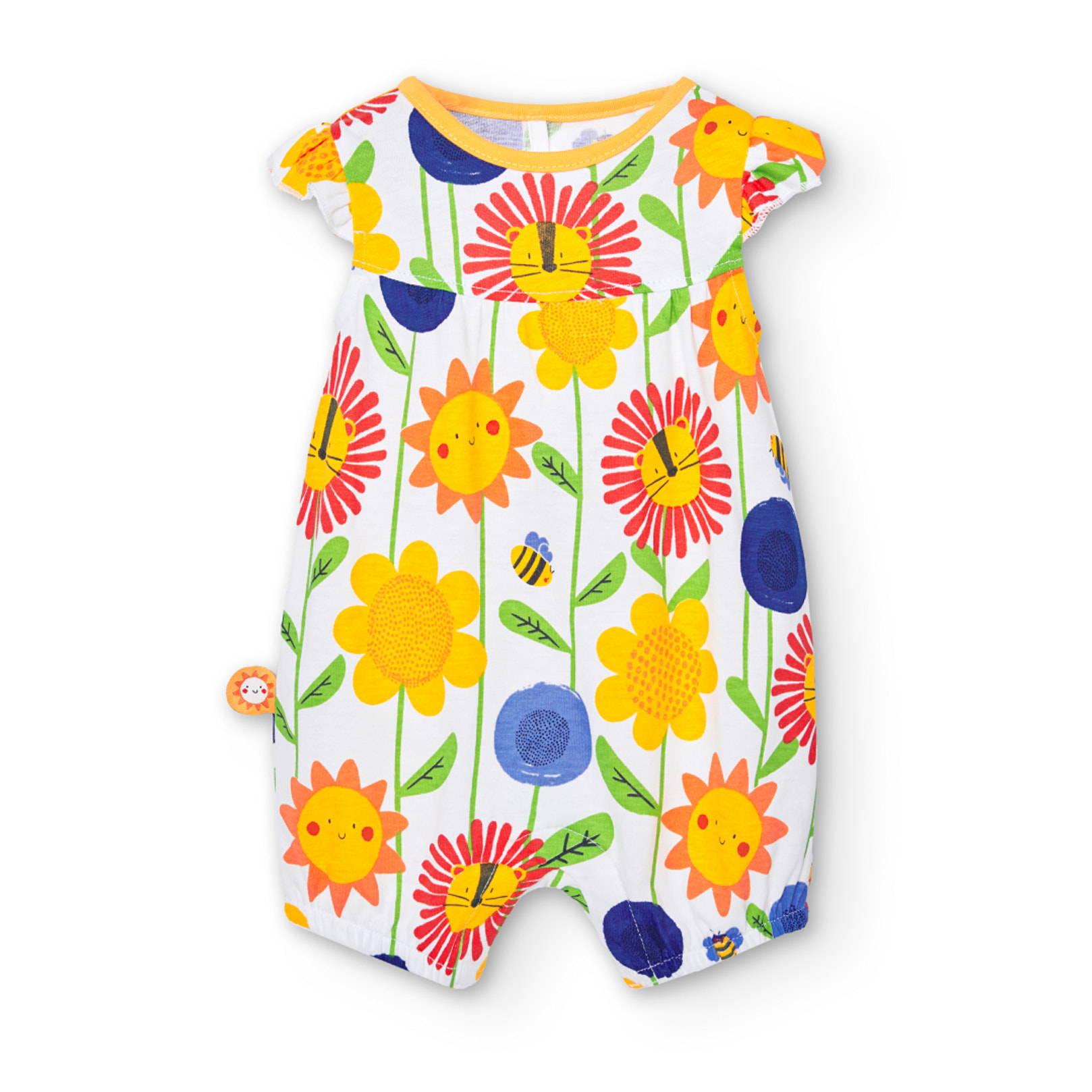 Pelele niÃ±a reciÃ©n nacida estampada, flores, amarillo