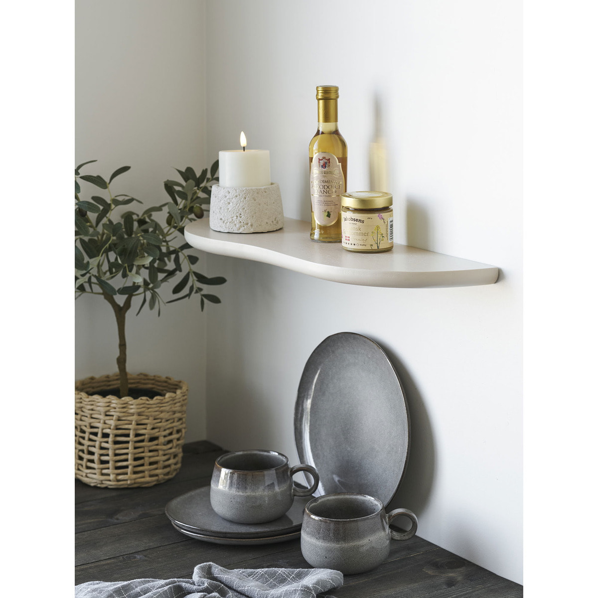 Mensola da parete Botta in MDF beige 57x19x2,5 cm