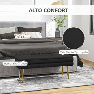Puff Almacenaje 39L, Banco Almacenaje con Tapa Abatible y Patas de Acero, Tapizado en Terciopelo, Pie de Cama, para Dormitorio, Salón, Entrada, Carga 120 kg, 100x37,5x42 cm, Negro