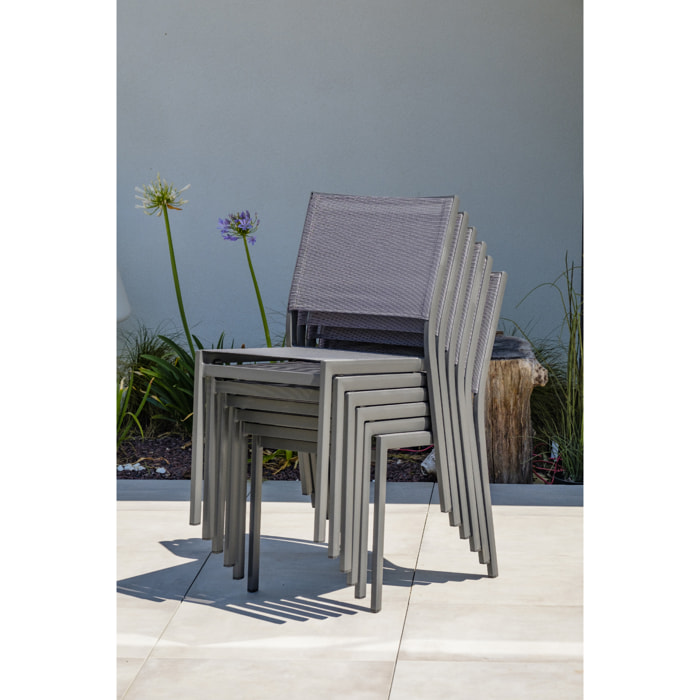 STOCKHOLM - Ensemble repas de jardin 4 places en aluminium gris anthracite