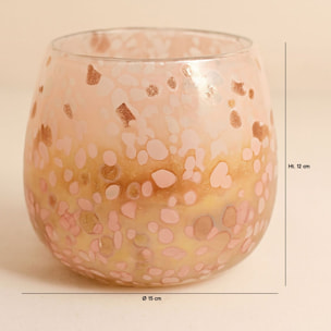 Pot rose poudré en verre soufflé h12cm COPPRA