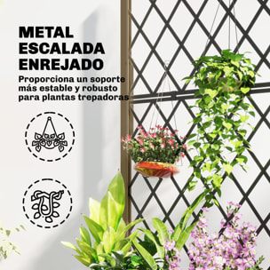 Jardinera de Madera con Enrejado Metálico y Ruedas, Jardinera Exterior Grande para Plantas Trepadoras, Macetero Elevado para Patio, Terraza, 72x36x168 cm, Carbonizado