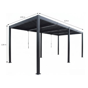Pergola bioclimatique double 3x6 m noire ALIKI