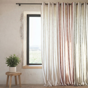 Rideau 100% coton larges rayures LOURMARIN - Beige