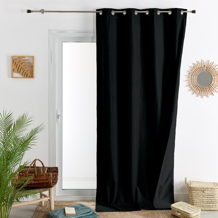 Rideau thermique semi occultant doublure polaire - Noir