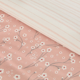 Funda nórdica algodón satén flores Muna color rosa