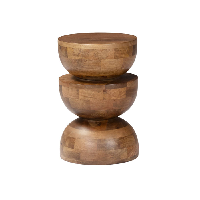 Table d'appoint. bout de canapé. table de chevet. tabouret en bois de manguier. Noyer. Sita. Ø30 x H 45cm