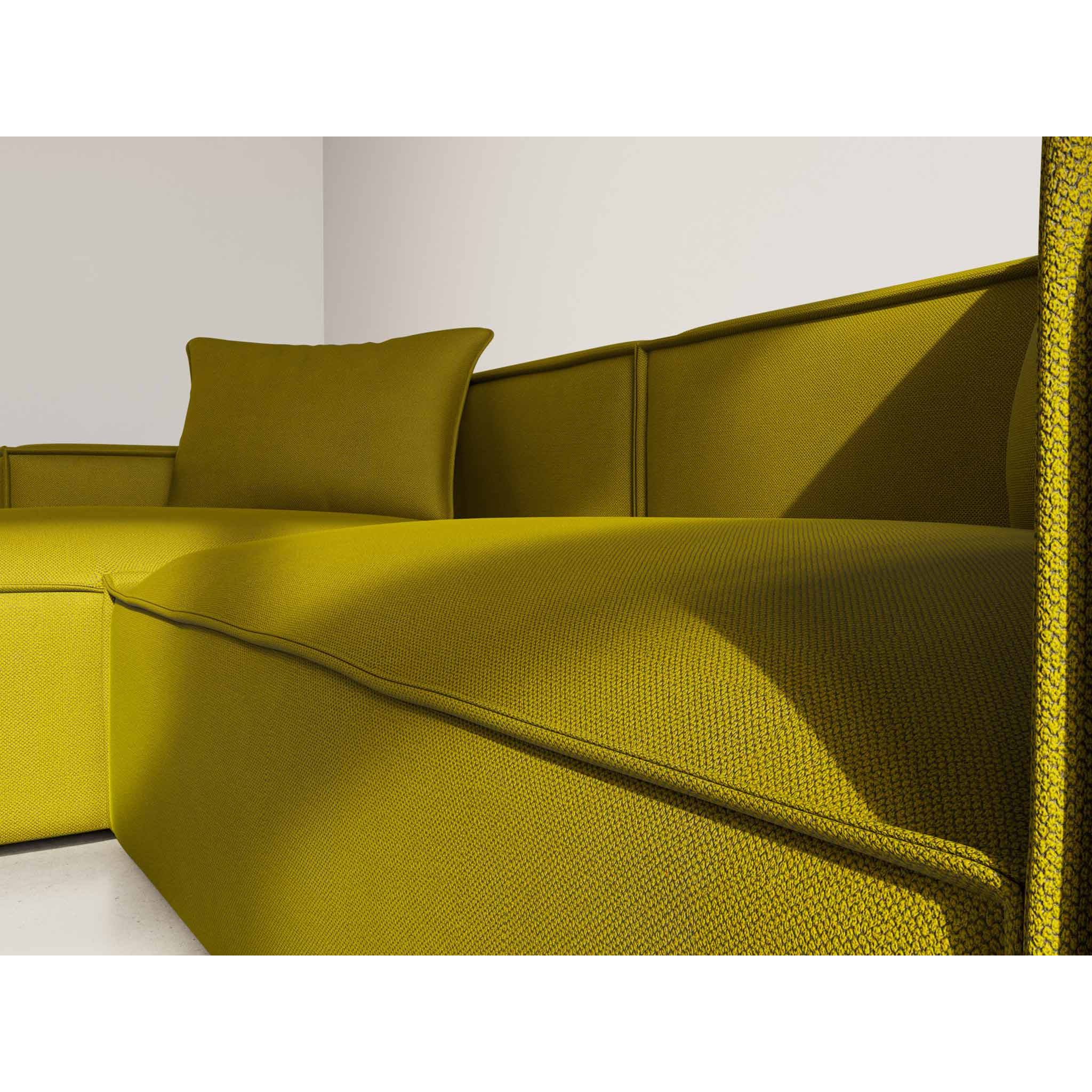 Atlas - Canapé d'angle réversible 4 places en velours texturé - Vert Olive