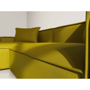 Atlas - Canapé d'angle réversible 4 places en velours texturé - Vert Olive