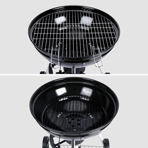 Barbecue charbon de bois Ø57cm - Georges - Noir émaillé. barbecue avec aérateurs. émaillé. fumoir. récupérateur de cendres