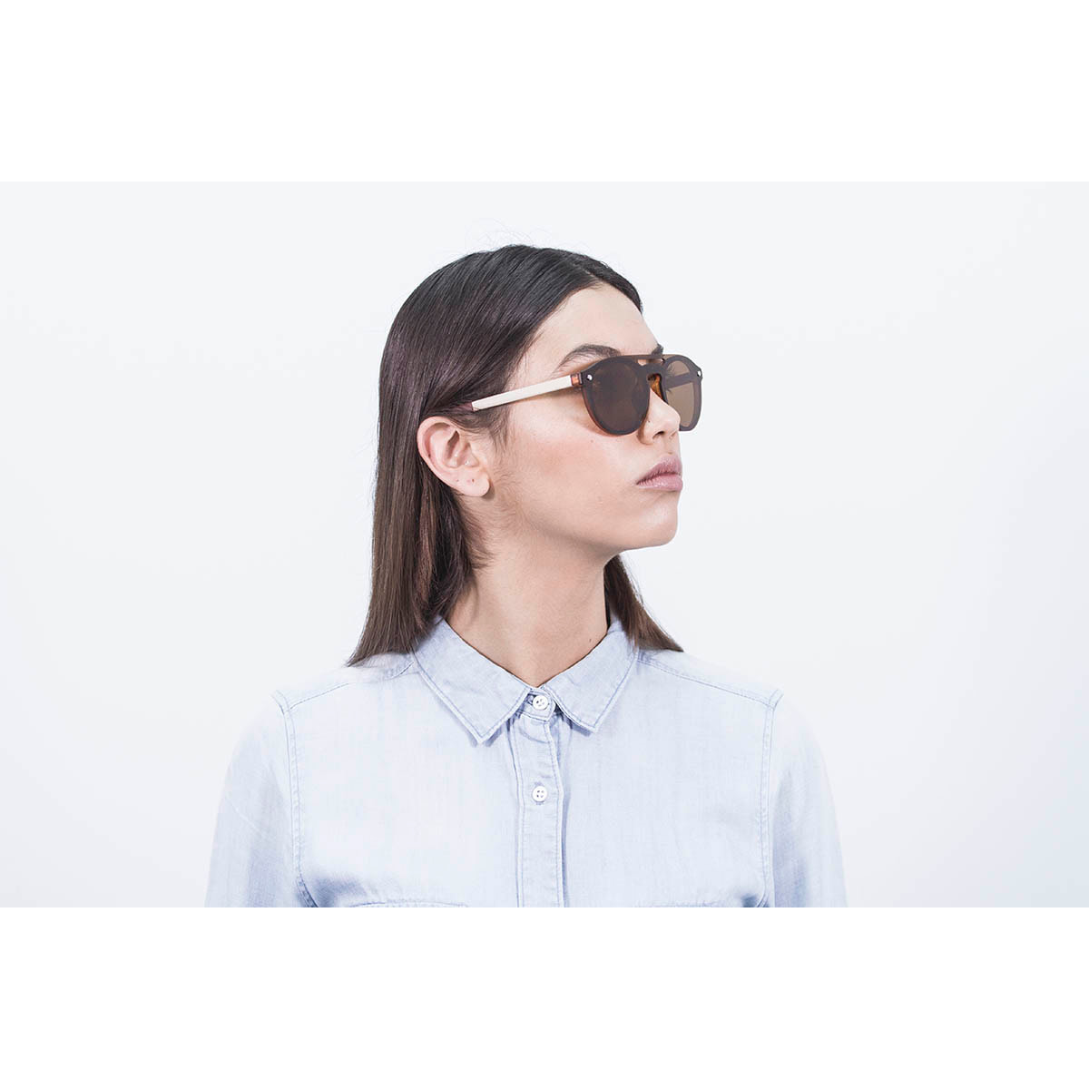 Gafas de sol PALO ALTO PEARL - Marrón demi mate / Plana marrón y patillas de metal dorado