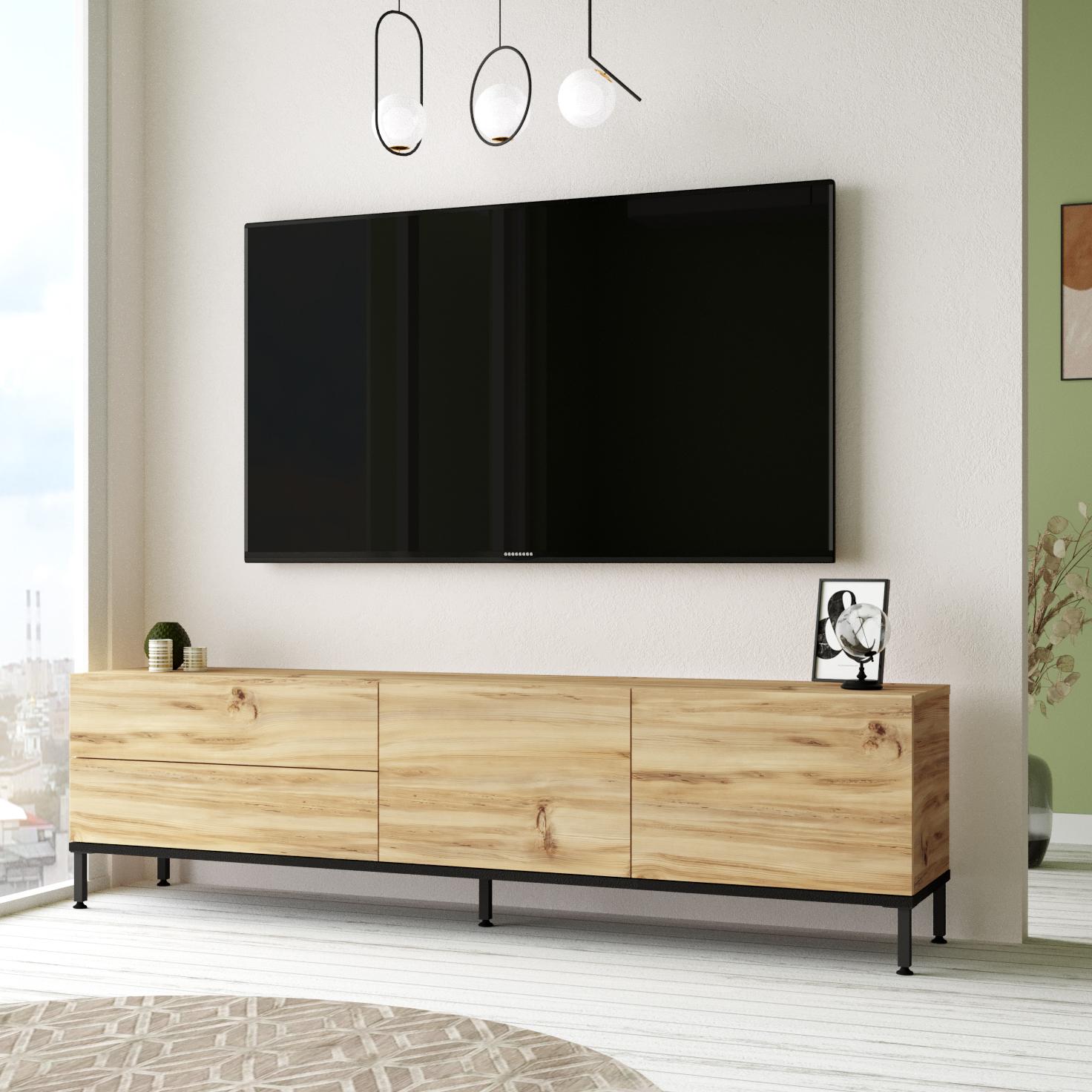 Mueble Luvio Tv 4 Puertas Patas De Metal