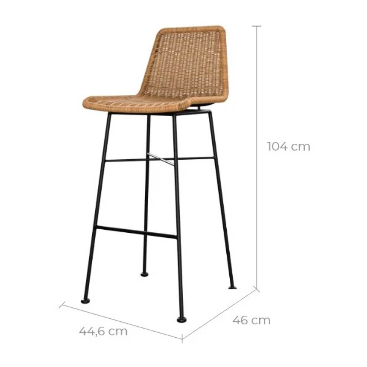 Lot de 2 chaises de bar 76 cm en résine tressée marron - Mandya