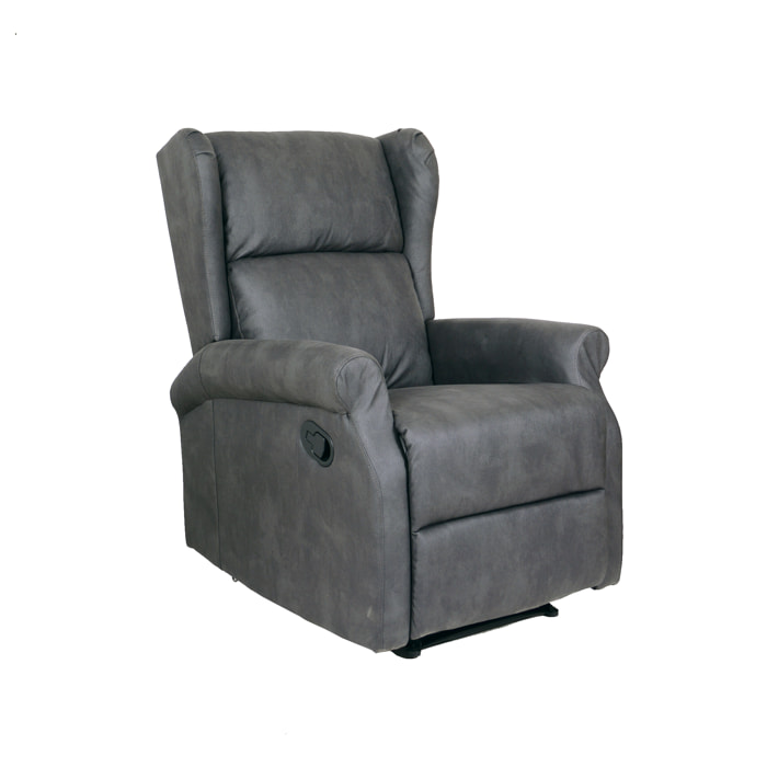 Poltrona, Relax, Bergere Arlette A,Manuale, Nabuk, grigia