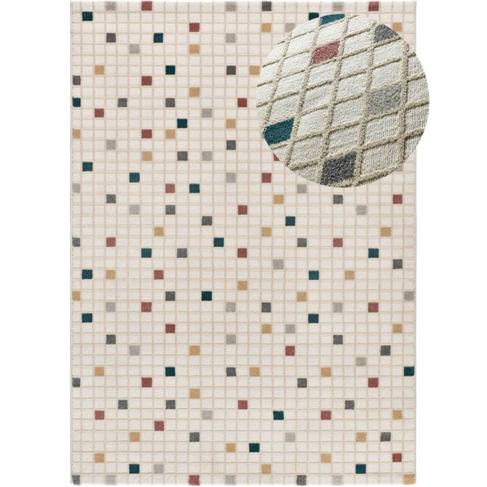 KARISMA Alfombra de cuadros con relieve multicolor, varias medidas disponibles.
