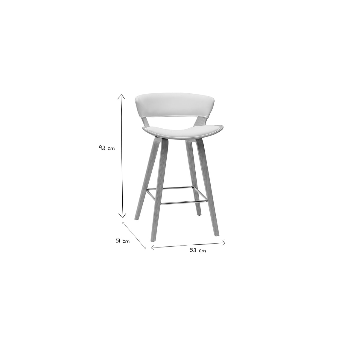 Tabouret de bar design blanc et bois clair H65 cm SYRAH