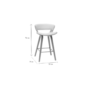 Tabouret de bar design blanc et bois clair H65 cm SYRAH